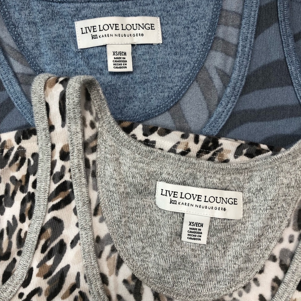 Live Love Lounge Neutral Animal Print Soft Pajama Tops Pair. Women’s XS - Picture 3 of 7
